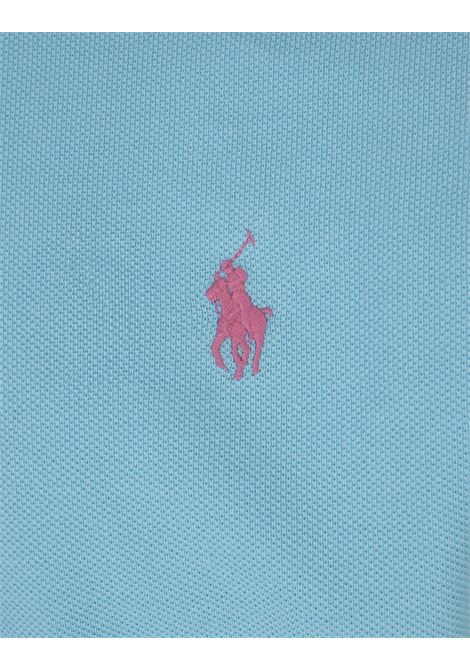 Polo Custom Slim-Fit In Pique' Celeste Con Pony a Contrasto RALPH LAUREN | 710-782592023